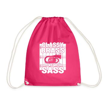 Classy Brass Play With Sass Baritone Bass Player - Drawstring Bag - fuchsia - Front