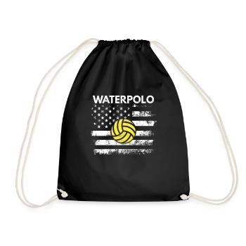 Vintage American USA Flagge Wasserball Cool Schwim - Turnbeutel - Schwarz - Vorne