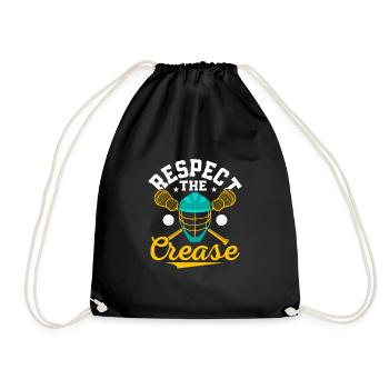 Respect The Crease Lacrosse Player Team Goalie - Turnbeutel - Schwarz - Vorne