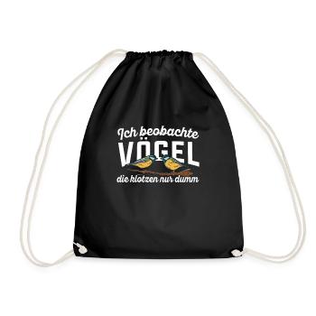 Ich beobachte Vögel Ornithologie Vogelbeobachtung - Turnbeutel - Schwarz - Vorne