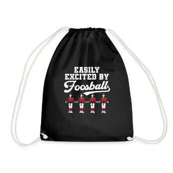 Easily Excited By Foosball Table Soccer Fan - Drawstring Bag - black - Front