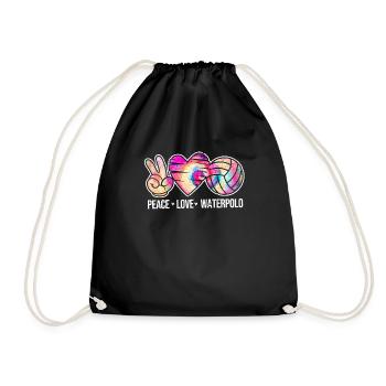 Peace Love Water Polo Funny Water Polo Pool - Drawstring Bag - black - Front