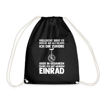 Kunstrad Fahrrad Einrad - Turnbeutel - Schwarz - Vorne