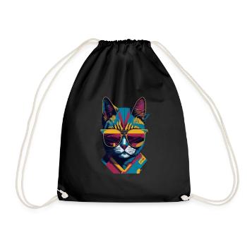 Vintage Vibes and Feline Flair Retro Cool Cat - Turnbeutel - Schwarz - Vorne