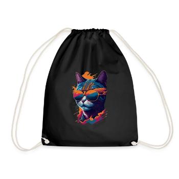 Vintage Vibes and Feline Flair Retro Cool Cat - Turnbeutel - Schwarz - Vorne