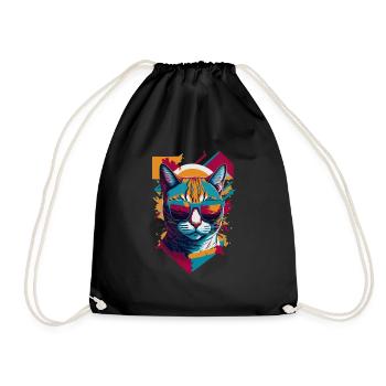 Vintage Vibes and Feline Flair Retro Cool Cat - Turnbeutel - Schwarz - Vorne