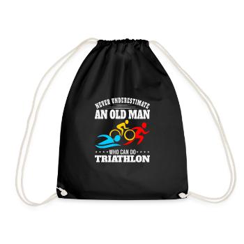 Triathlon Triathlet Schwimmen Laufen Radfahren - Turnbeutel - Schwarz - Vorne