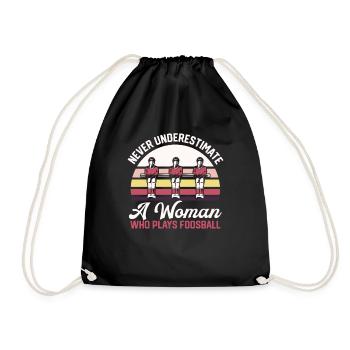 A Woman Who Plays Foosball Retro Table Soccer Vint - Drawstring Bag - black - Front