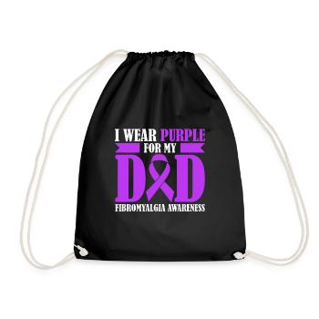 Fibromyalgia Awareness I Wear Purple For - Drawstring Bag - black - Front