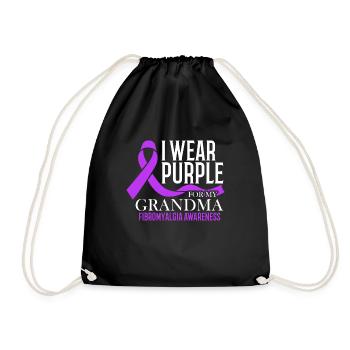 I wear purple for my grandma - Drawstring Bag - black - Front