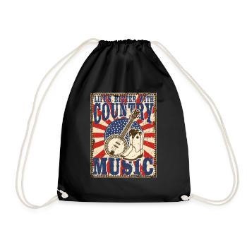 Das Leben in der Country-Musik ist besser mit Country-Musik - Turnbeutel - Schwarz - Vorne