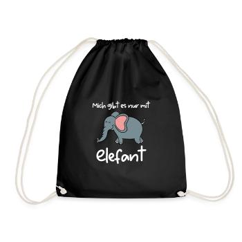 Mich gibt es nur mit Elefant - Turnbeutel - Schwarz - Vorne