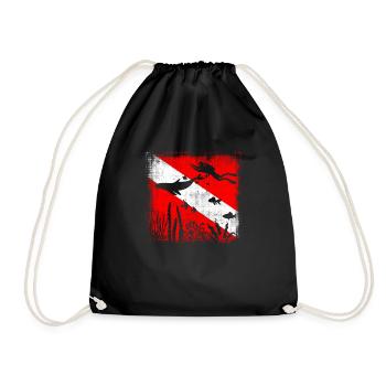 Scuba Dive Flag Tieftauchen Divemaster Tauchlehrer - Turnbeutel - Schwarz - Vorne