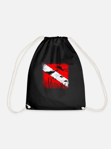 Scuba Dive Flag Tieftauchen Divemaster Tauchlehrer - Turnbeutel - Schwarz