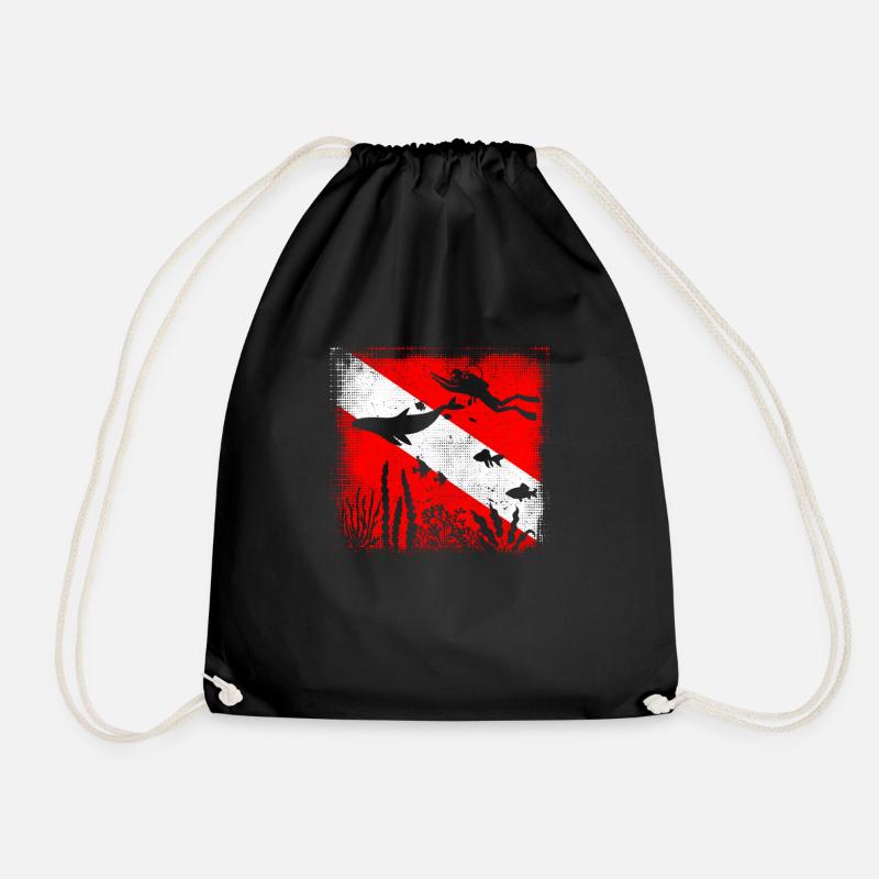 Scuba Dive Flag Tieftauchen Divemaster Tauchlehrer - Turnbeutel - Schwarz