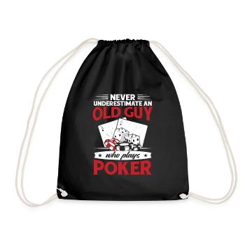 An Old Guy Who Plays Poker Grandpa Texas Hold'em - Turnbeutel - Schwarz - Vorne