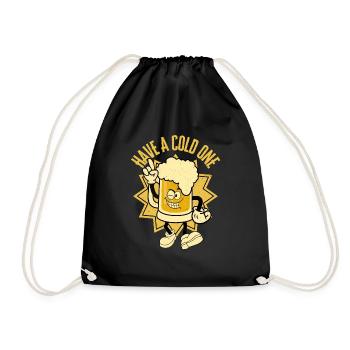 Retro Funny Beer - Drawstring Bag - black - Front