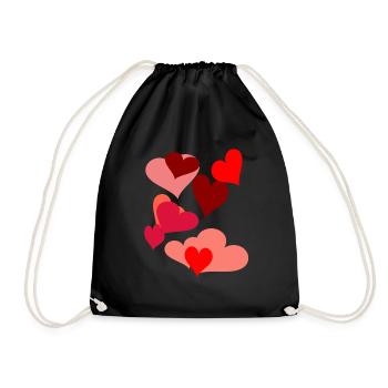 Symbol Herzen Herz Romantik Liebe herzlich - Turnbeutel - Schwarz - Vorne