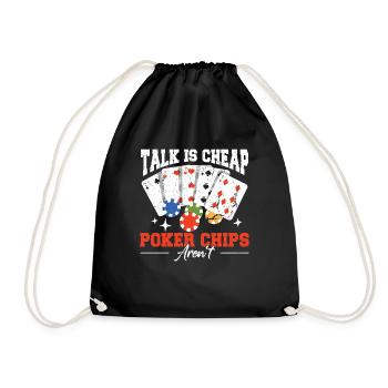 Lustiges Poker Chip Poker Spielerturnier - Turnbeutel - Schwarz - Vorne
