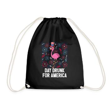 Jour du 4 juillet Flamant rose ivre Liberté du drapeau américain - Sac de sport léger - noir - Devant