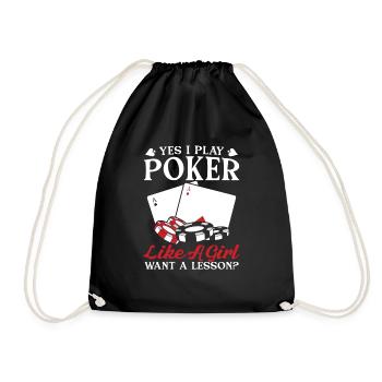 Yes I Play A Poker Like A Girl Poker Playing Cards - Turnbeutel - Schwarz - Vorne