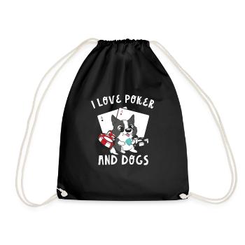 Playing Cards Flop Aces Spades I Love Poker And Do - Drawstring Bag - black - Front