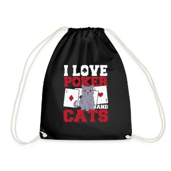 Aces Spades Flop Bluff I Love Poker And Cats Cardg - Drawstring Bag - black - Front