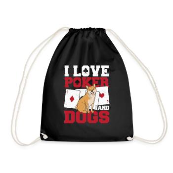 I Love Poker And Dogs Flop Cardgame Aces Spades - Drawstring Bag - black - Front