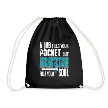 Architecture Fills Your Soul Retro Funny Architect - Drawstring Bag - black - Front