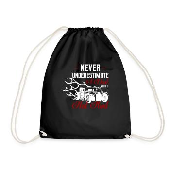 Never Underestimate A Dad With A Hot Rod Retro - Drawstring Bag - black - Front