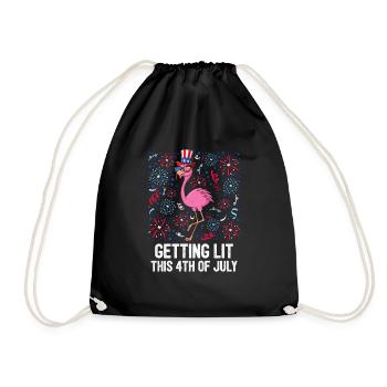 Getting Lit This 4th Of July Flamingo Bird US - Drawstring Bag - black - Front