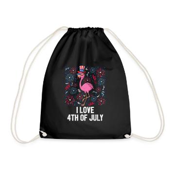 I Love 4th Of July American Flag US Patriotic - Drawstring Bag - black - Front