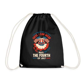 I can wear my red, white, and blue on the Fourth - Drawstring Bag - black - Front