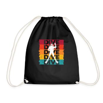 Diving Funny Diving Retro Vintage Ocean Love - Drawstring Bag - black - Front