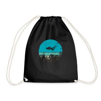 Lustige Vintage Scuba Tauchen Tauchen Retro - Turnbeutel - Schwarz - Vorne