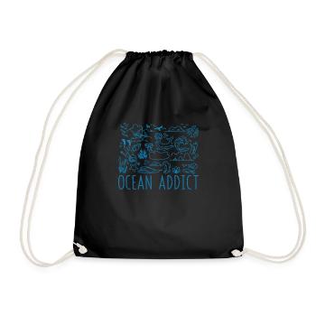 Ocean Addict Funny Diving Sea Diver - Drawstring Bag - black - Front