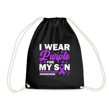 Fibromyalgia Awareness I wear purple for - Drawstring Bag - black - Front