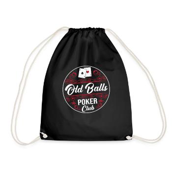 Old Balls Poker Club Playing Cards Bluff Grandpa - Drawstring Bag - black - Front