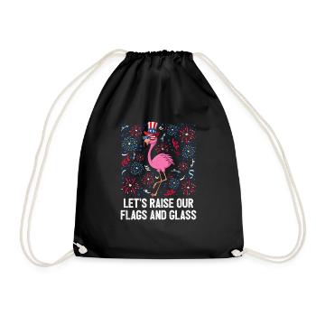 4th Of July Let's Raise Our Flags And Glass USA - Drawstring Bag - black - Front