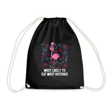 4th Of July Likely To Eat Hotdogs USA Flag - Drawstring Bag - black - Front