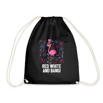 4th Of July Red White And Bang USA Flag Flamingo - Turnbeutel - Schwarz - Vorne