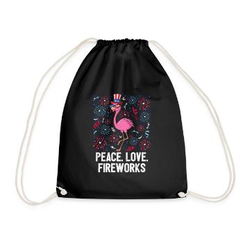 4th Of July Peace Love Fireworks USA Flag Freedom - Turnbeutel - Schwarz - Vorne