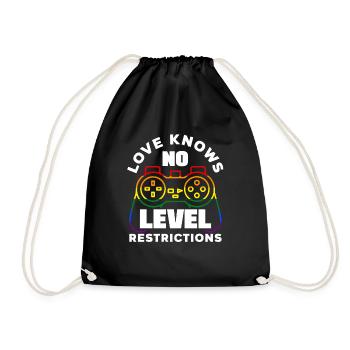 Love knows no level restrictions LGBTQ+ Gamer - Turnbeutel - Schwarz - Vorne