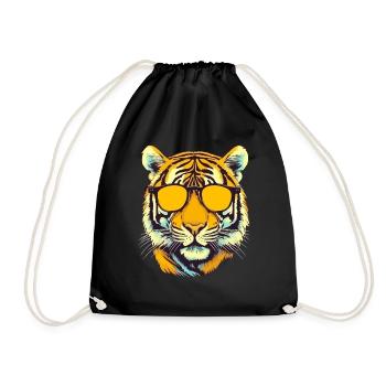Tigy the bespectacled tiger - Drawstring Bag - black - Front