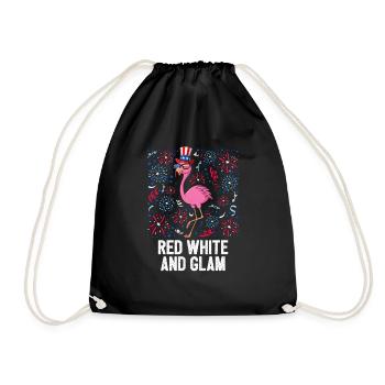 4th Of July Red White And Glam USA Flag Flamingo - Turnbeutel - Schwarz - Vorne
