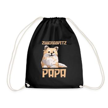 Hund Zwergspitz Papa - Turnbeutel - Schwarz - Vorne
