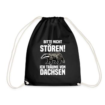 Tiermotiv Dachs - Turnbeutel - Schwarz - Vorne