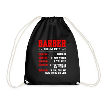 Barber Hourly Rate - Turnbeutel - Schwarz - Vorne