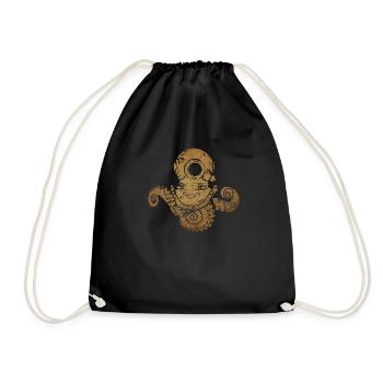 Diving Octopus Helmet Diver Snorkeling Kraken - Drawstring Bag - black - Front