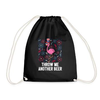 4th Of July Throw Me Another Beer American Flag - Drawstring Bag - black - Front